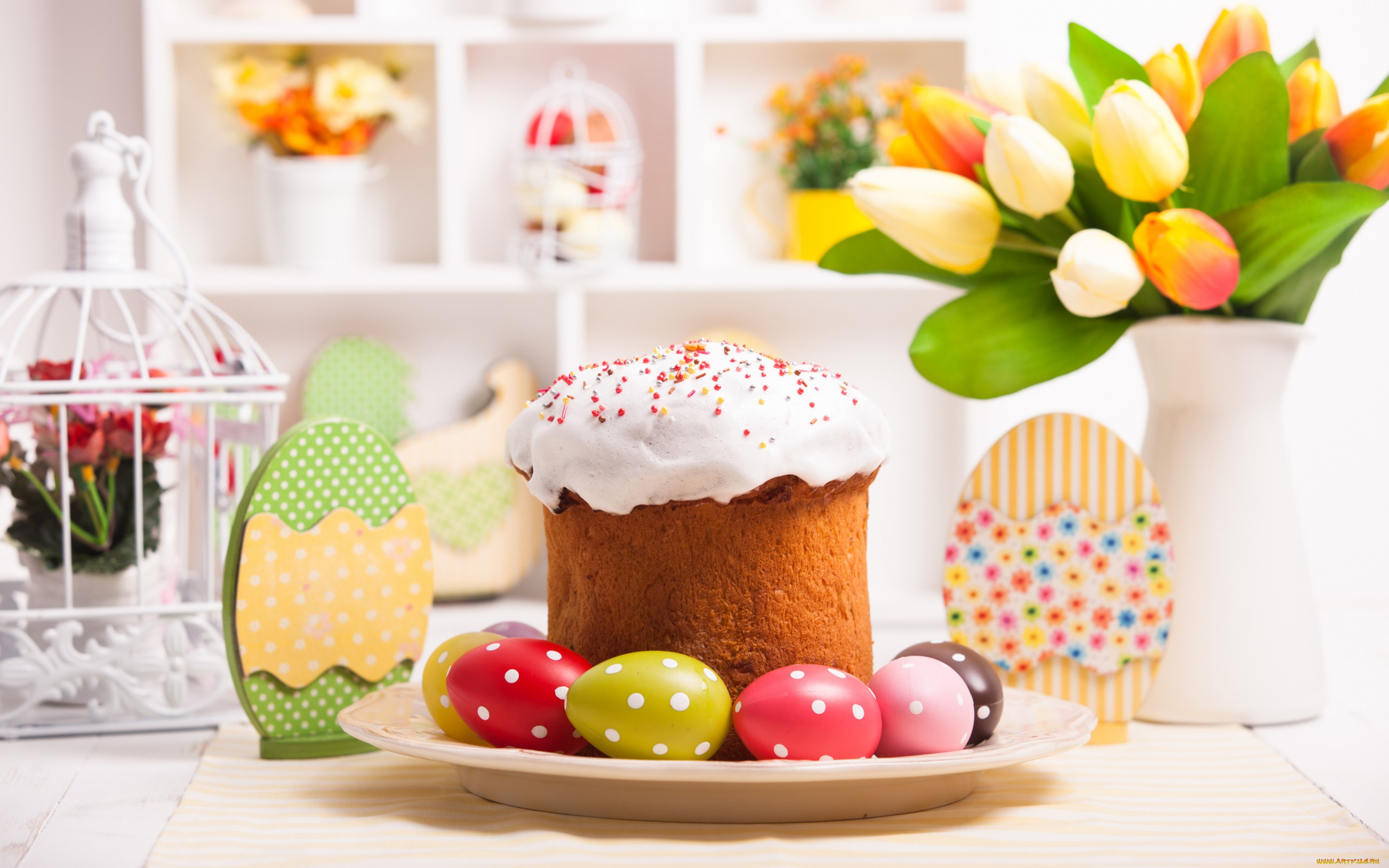 , , blessed, easter, spring, holiday, decoration, tulips, cake, eggs, , , , , , 
